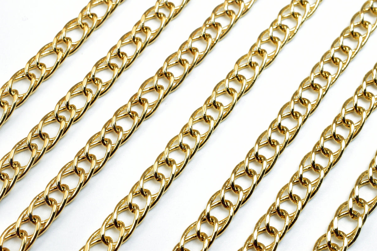 18K Gold Filled Alternative Cable Link Chain, Tarnish Resistant (5mm Width, 2mm Thickness, 19 Inch Length, )