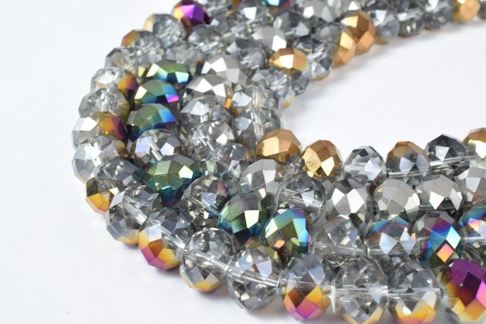 11x14mm 12.5" Strand Rondelle Faceted Various Colored Crystal Beads, Opaque Rondelle Beads,Shaped Crystal, Faceted, Beadin...