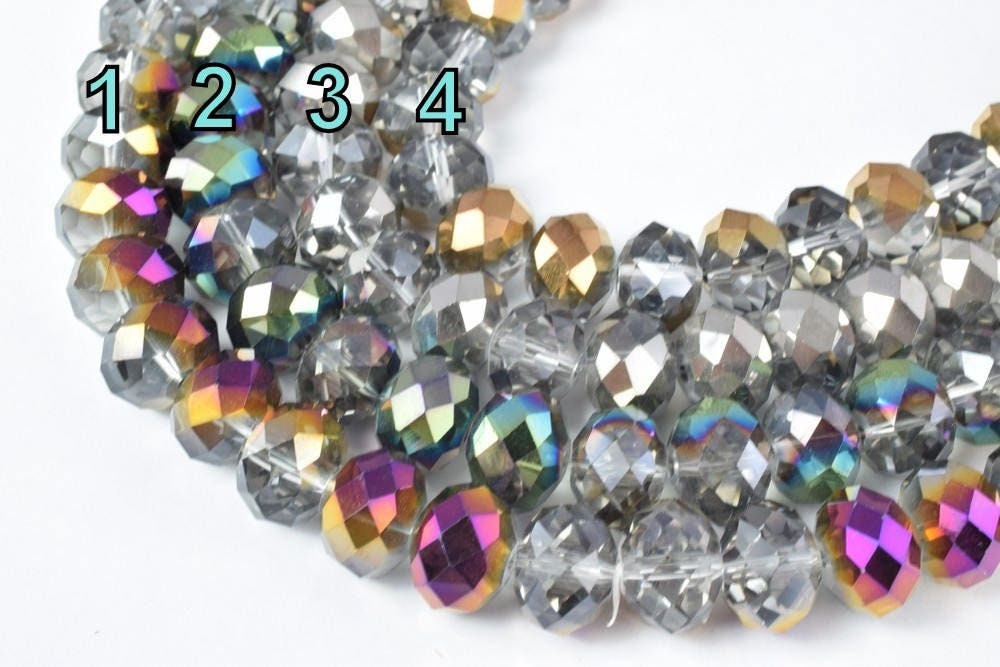 11x14mm 12.5" Strand Rondelle Faceted Various Colored Crystal Beads, Opaque Rondelle Beads,Shaped Crystal, Faceted, Beadin...