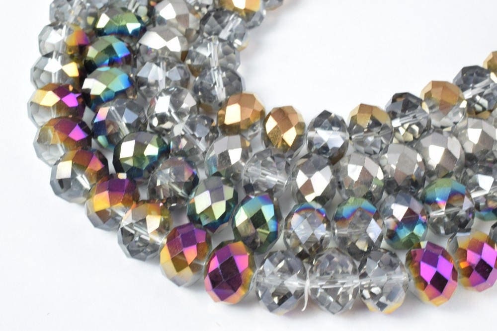 11x14mm 12.5" Strand Rondelle Faceted Various Colored Crystal Beads, Opaque Rondelle Beads,Shaped Crystal, Faceted, Beadin...
