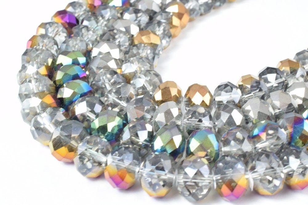 11x14mm 12.5" Strand Rondelle Faceted Various Colored Crystal Beads, Opaque Rondelle Beads,Shaped Crystal, Faceted, Beadin...