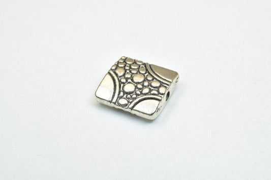 16 PCs Square Antique Silver Alloy Connector Beads Size 11mm Hole Size 1mm Decorative Design Metal Beads For Jewelry Makin...
