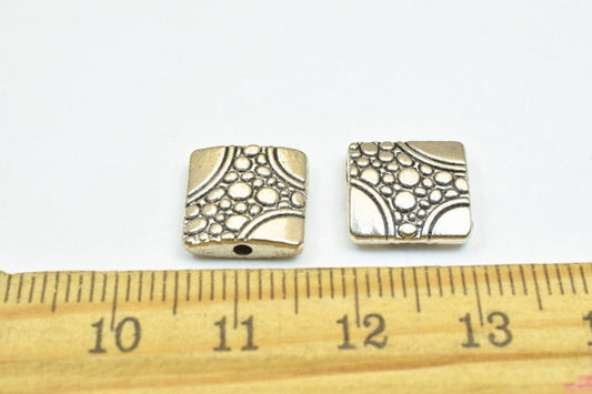 16 PCs Square Antique Silver Alloy Connector Beads Size 11mm Hole Size 1mm Decorative Design Metal Beads For Jewelry Makin...
