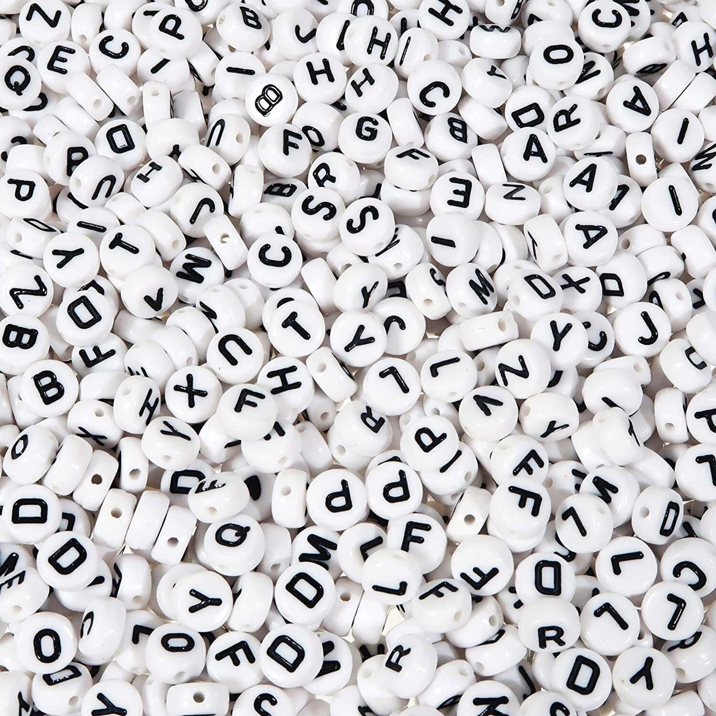 Alphabet Letters 1 LB Plastic beads Black and White/Gold and White/Black and Gold 7mm with a large hole for jewelry making...