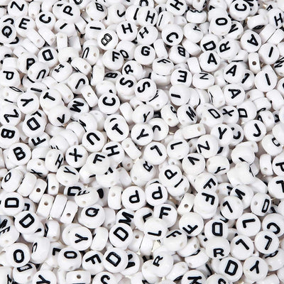 Alphabet Letters 1 LB Plastic beads Black and White/Gold and White/Black and Gold 7mm with a large hole for jewelry making...