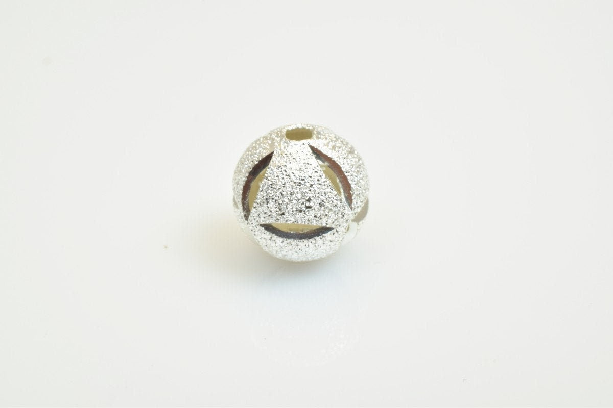 25 PCs Silver Plated Carved Round Beads 10mm Diamond Cut jewelry making supplies - detail image 4