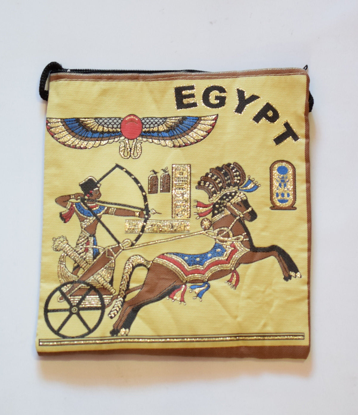 Egyptian Fabric Bags 7x8 Inches For many occasions Light weight long strip Brown Back Velvet it is piece of art gift for e...