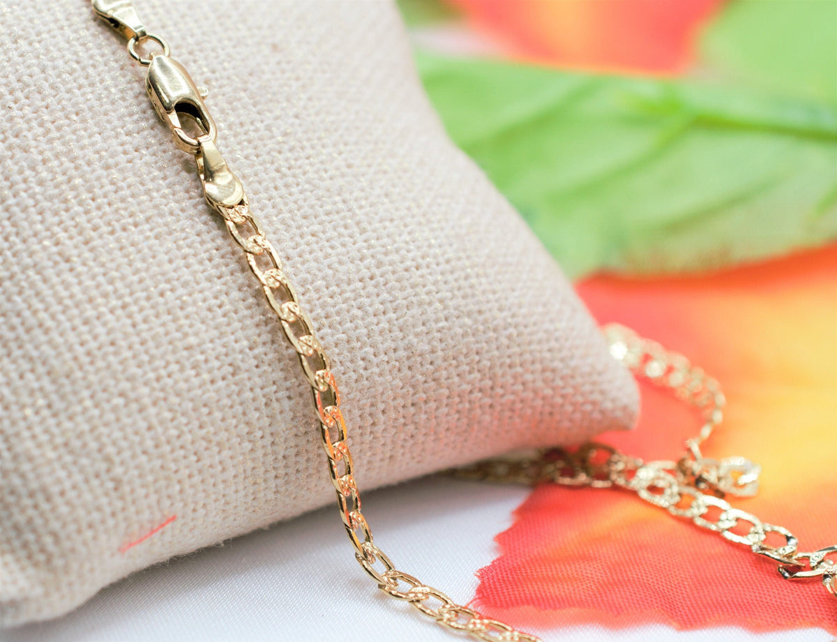 18" inch 18k Gold Filled Look, EP cuban diamond cut chain width 4mm/thickness 1mm jewelry making supplies - detail image 3
