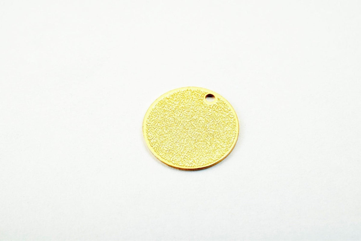 Dainty Thin 18K Pinky Gold Filled Stardust Tag Pendant, Double-Sided Minimalist Charm (12mm Diameter, 0.5mm Thickness, Copper Base)