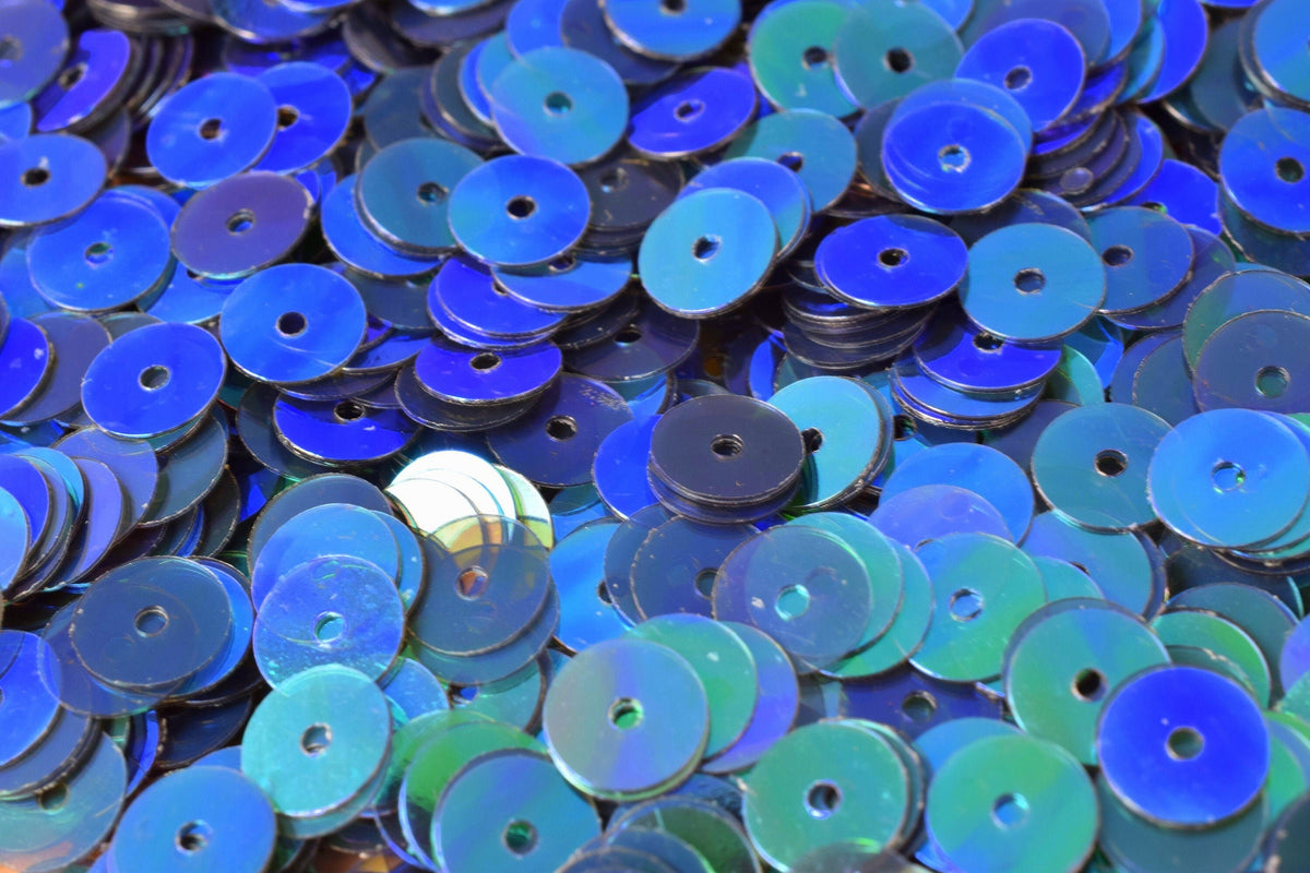 Teal Green Shiny Round Sequins: Iridescent Sheen, 3/4/6mm Sizes | Loose Paillettes, Lightweight Craft Supply, 2000pcs Bulk