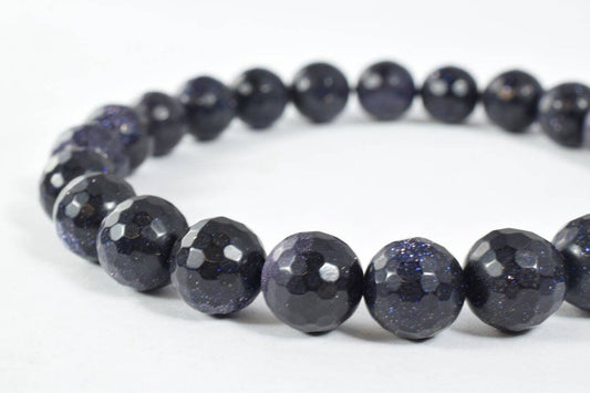 10mm Blue Sandstone faceted round beads, Sold by 1 strand, Night Sky Blue Sandstone Beads Grade AAA Gemstone Micro Faceted...