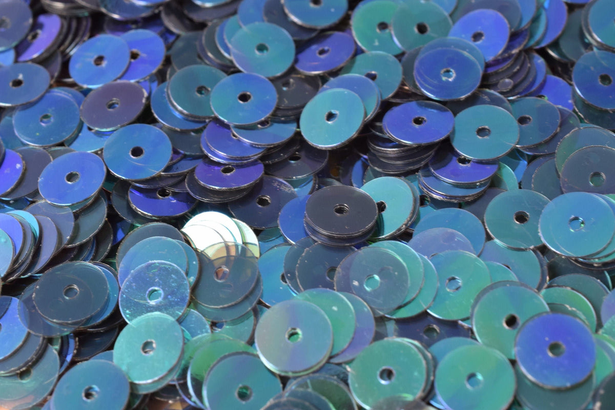 Teal Green Shiny Round Sequins: Iridescent Sheen, 3/4/6mm Sizes | Loose Paillettes, Lightweight Craft Supply, 2000pcs Bulk