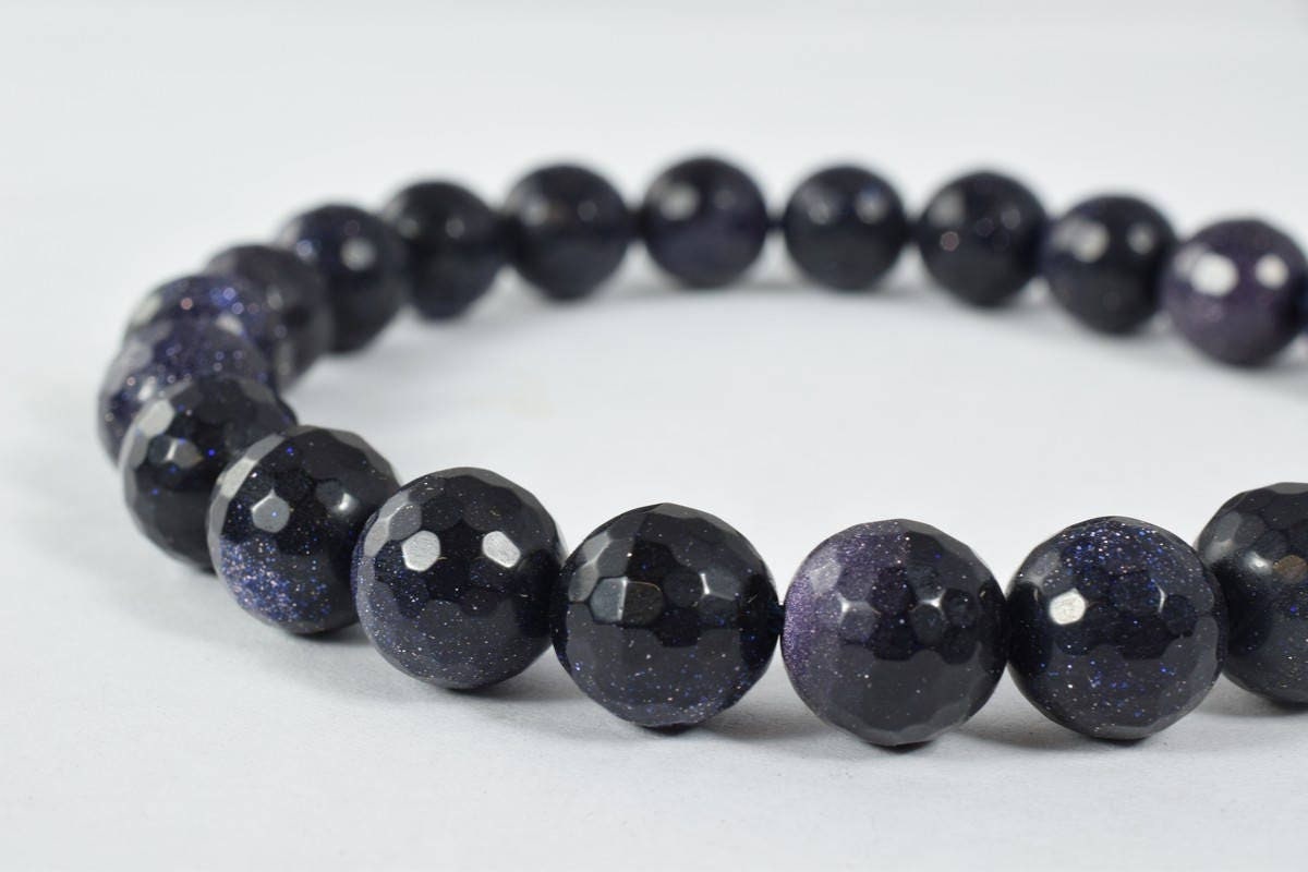 10mm Blue Sandstone faceted round beads, Sold by 1 strand, Night Sky Blue Sandstone Beads Grade AAA Gemstone Micro Faceted...