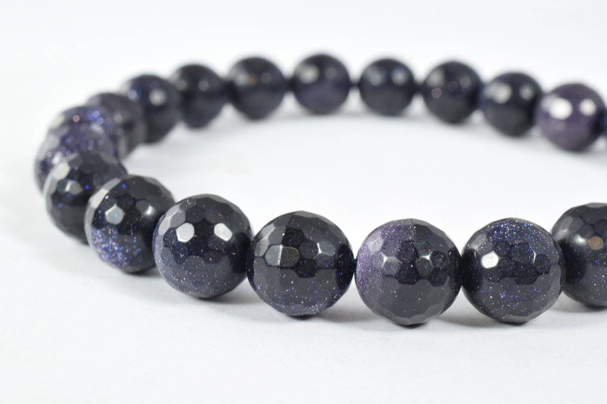 10mm Blue Sandstone faceted round beads, Sold by 1 strand, Night Sky Blue Sandstone Beads Grade AAA Gemstone Micro Faceted...
