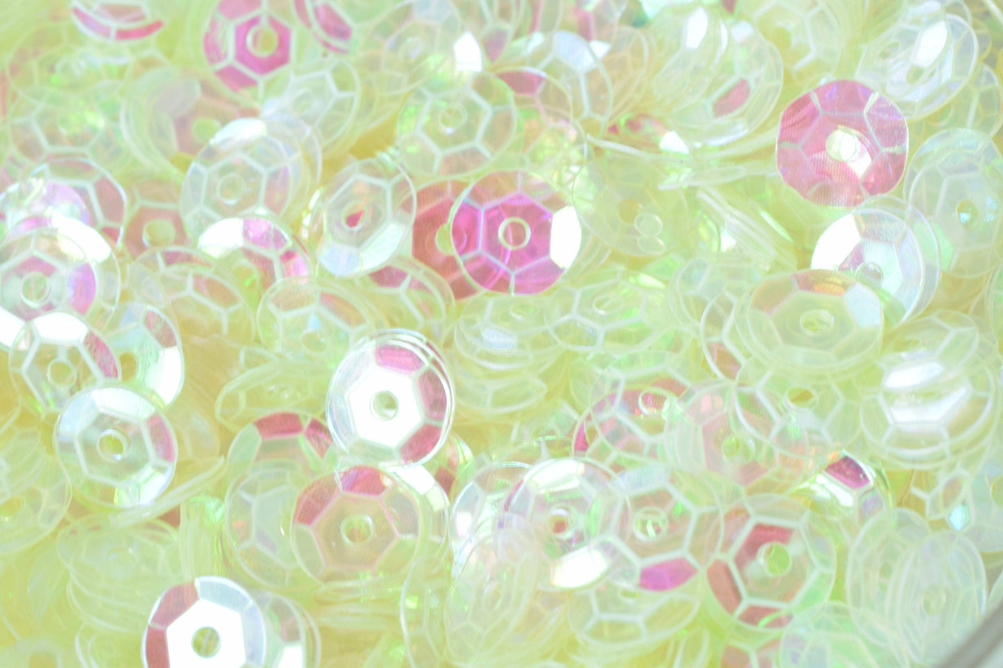 Neon Milky Clear Iridescent Sequins: Sparkling Sheen Round Shapes - Loose, 3/4/6mm Sizes, Lightweight for Fashion & Crafting