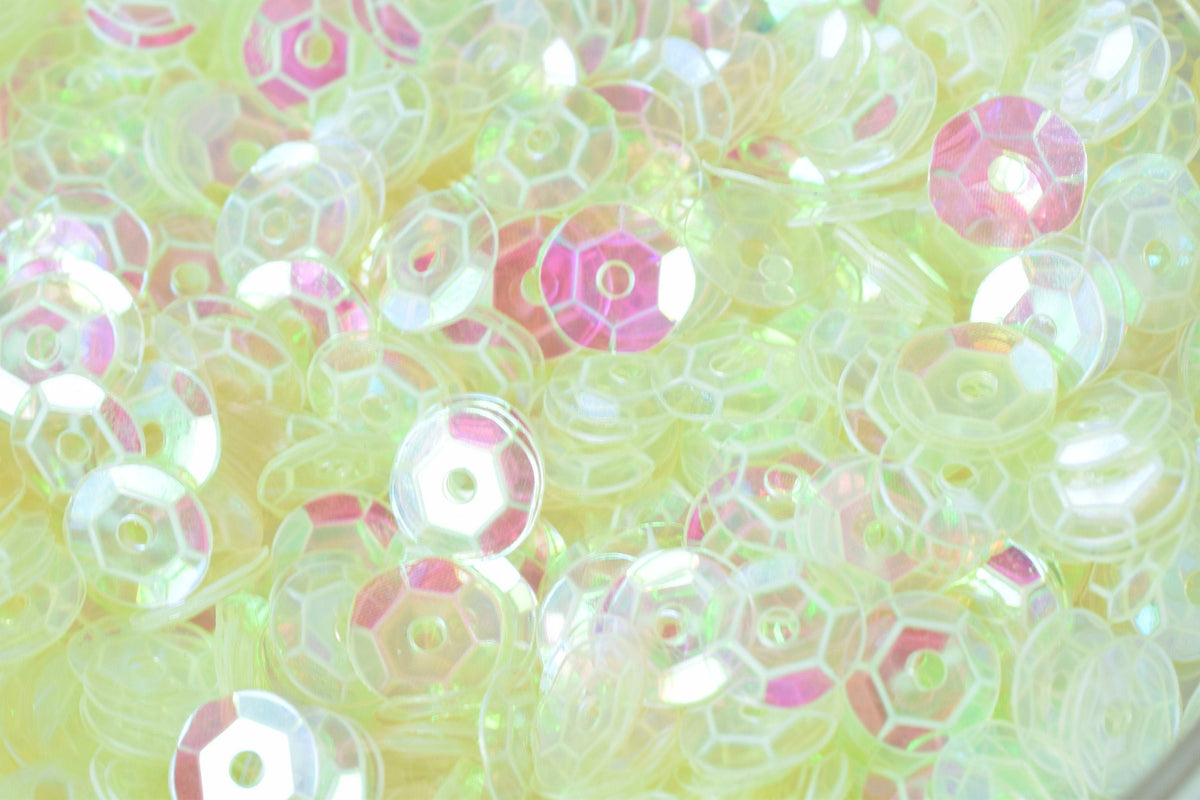 Neon Milky Clear Iridescent Sequins: Sparkling Sheen Round Shapes - Loose, 3/4/6mm Sizes, Lightweight for Fashion & Crafting