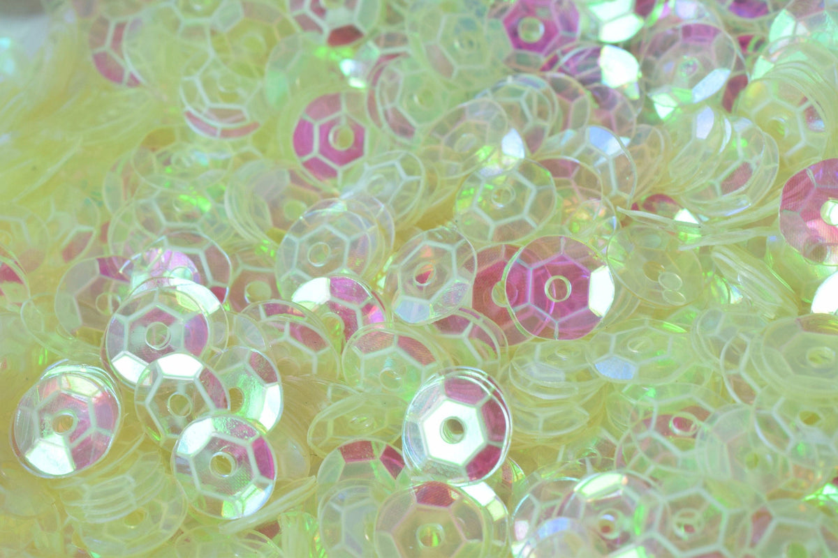 Neon Milky Clear Iridescent Sequins: Sparkling Sheen Round Shapes - Loose, 3/4/6mm Sizes, Lightweight for Fashion & Crafting