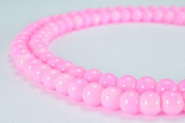 Pink Glass Beads Round 6mm Shine: Bohemian Crystal Pearl, Matte and Crackle Styles - Craft Supplies, Jewelry Components