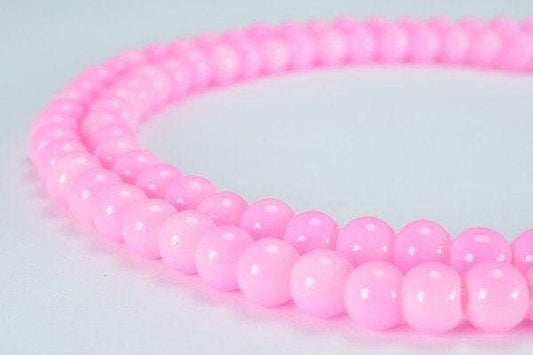 Pink Glass Beads Round 6mm Shine: Bohemian Crystal Pearl, Matte and Crackle Styles - Craft Supplies, Jewelry Components