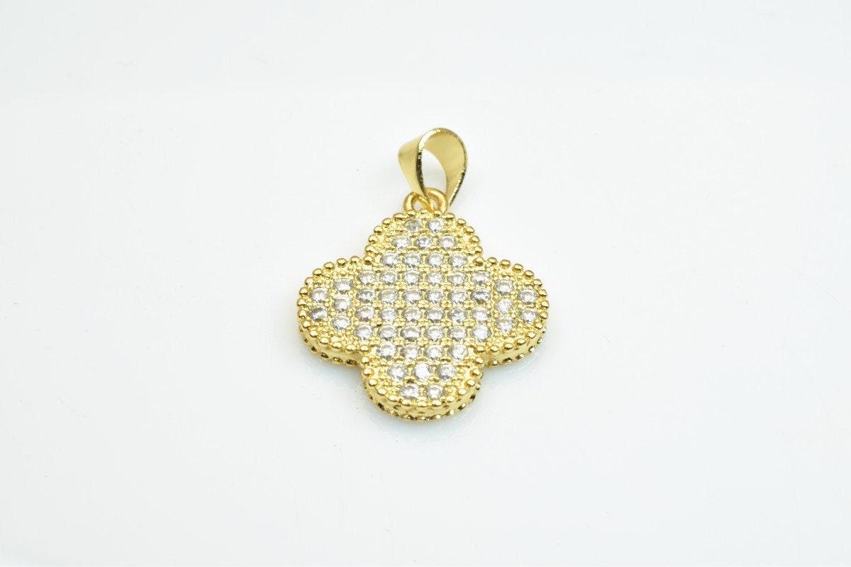 18KGF as as Gold Filled* tarnish resistant Round Rhinestone Pave Pendant Size 20x17.5mm Thickness 2.5mm For Jewelry Making...