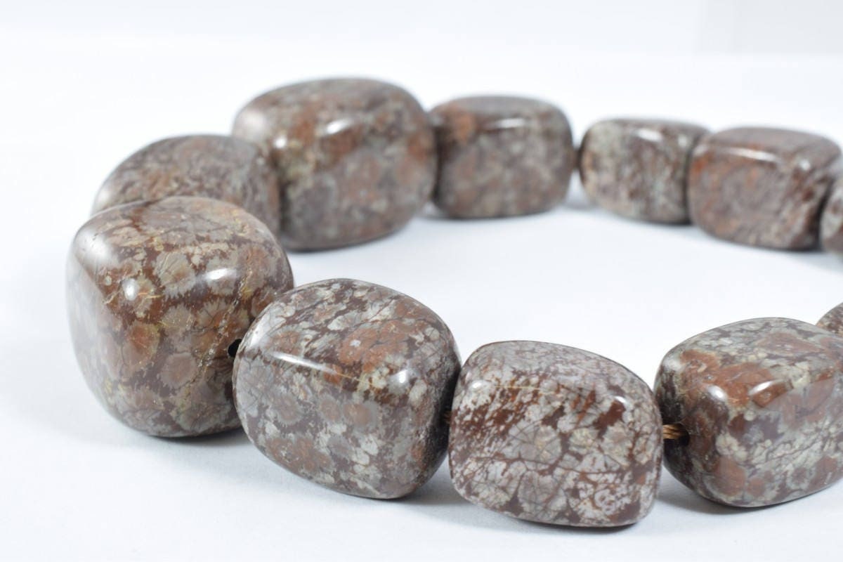 Snowflake Brown Jasper Mixed Sizes Gemstone Beads/Brown Snowflake Jasper/Large Gemstone/Brown Beads, Jasper,Natural Beads...