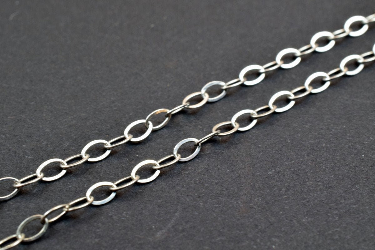 925 Sterling Silver Chain With Rhodium Filled Plated On Top for Jewelry Making By Foot Item# SSC014R jewelry making supplies
