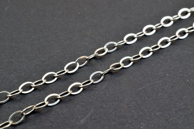 925 Sterling Silver Chain With Rhodium Filled Plated On Top for Jewelry Making By Foot Item# SSC014R jewelry making supplies