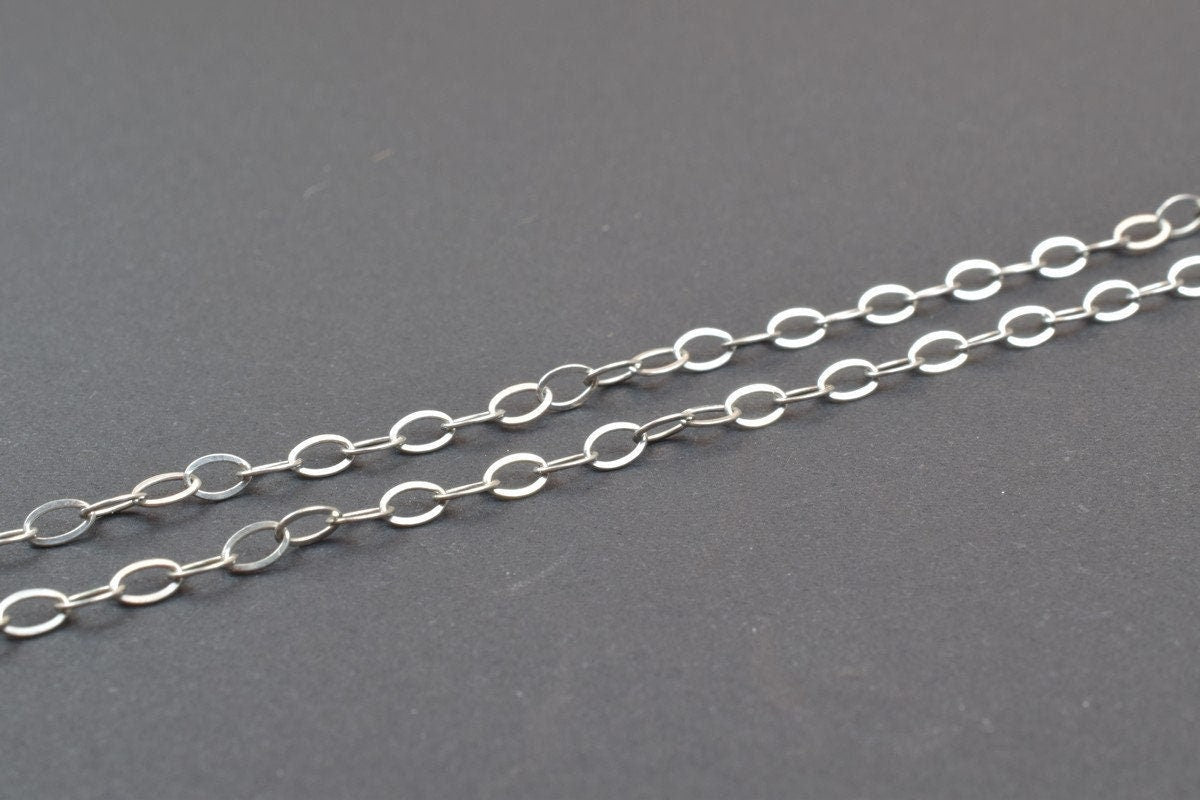 925 Sterling Silver Chain With Rhodium Filled Plated On Top for Jewelry Making By Foot Item# SSC014R jewelry making suppli...
