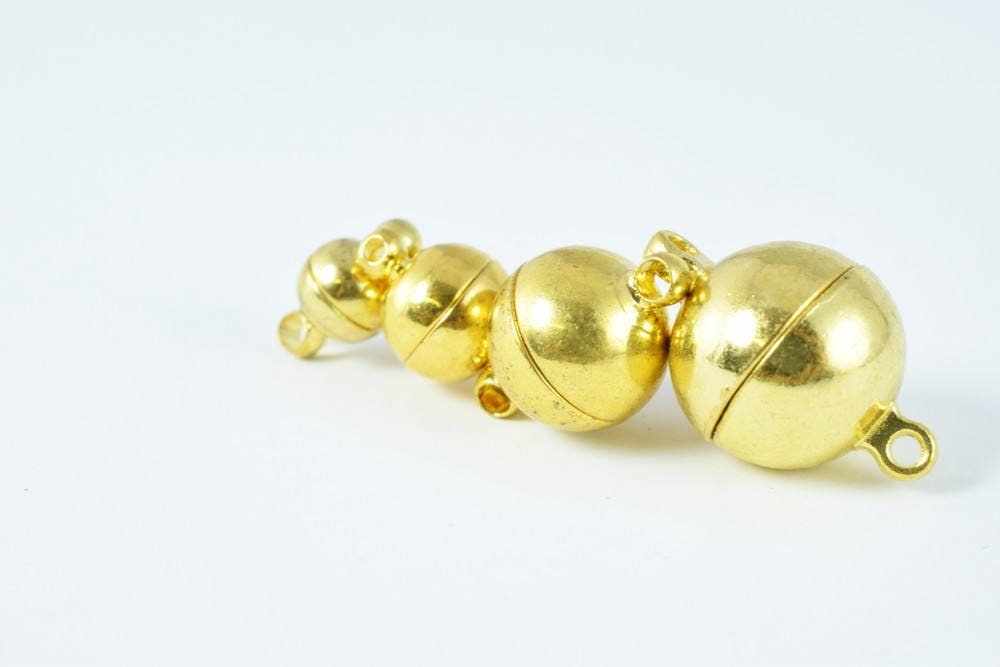 6mm/8mm/10mm/12mm Gold Plated Magnetic Clasps, Magnetic Round Magnetic, Silver Plated Round Magnetic Clasps, Gold Round Ma...