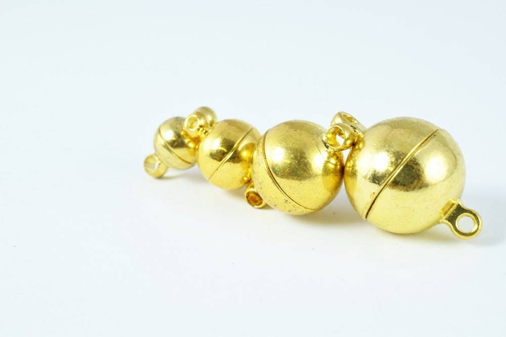 6mm/8mm/10mm/12mm Gold Plated Magnetic Clasps, Magnetic Round Magnetic, Silver Plated Round Magnetic Clasps, Gold Round Ma...