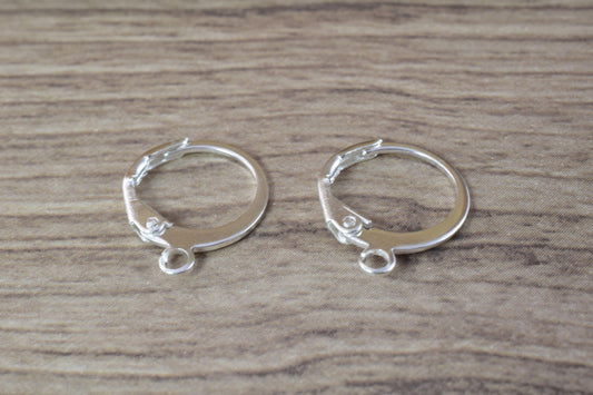 12mm Lever back with hole Earring Finding to make your own Earring,Silver Lever Back Ear Wires Earrings, 5 pair, Wholesale...