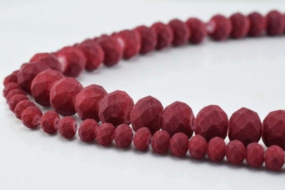 2 Strands Matte Glass Beads Donut Rondelle Faceted Jewelry Decoration Chandelier 3x4mm and 6x8mm. 2 Sizes Group 60 PCs ea...