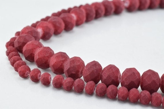 2 Strands Matte Glass Beads Donut Rondelle Faceted Jewelry Decoration Chandelier 3x4mm and 6x8mm. 2 Sizes Group 60 PCs ea...