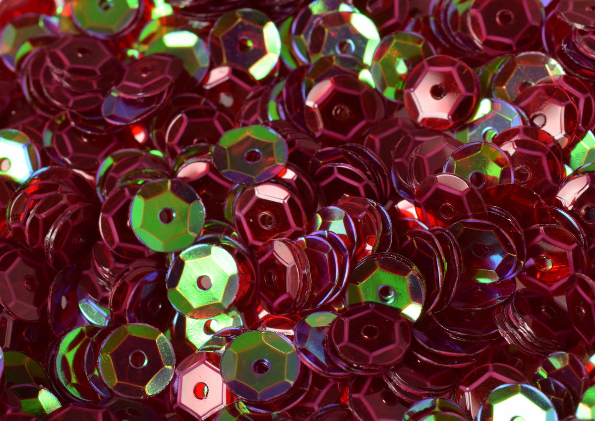 6mm Cranberry Red Cup Sequins: Sparkly Iridescent Sheen for Apparel and Crafts (2000pcs, 1mm Center Hole, Lightweight Bulk)