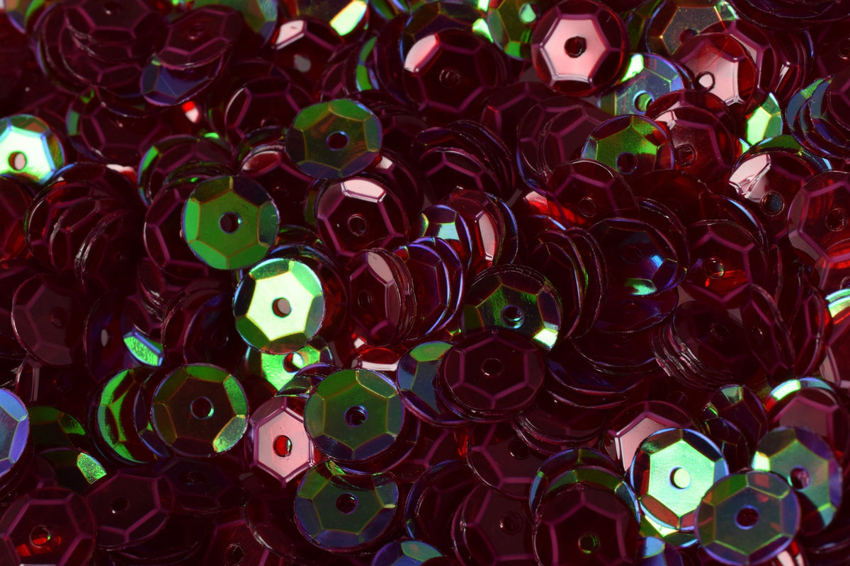 6mm Cranberry Red Cup Sequins: Sparkly Iridescent Sheen for Apparel and Crafts (2000pcs, 1mm Center Hole, Lightweight Bulk)