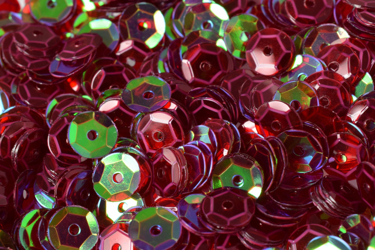 6mm Cranberry Red Cup Sequins: Sparkly Iridescent Sheen for Apparel and Crafts (2000pcs, 1mm Center Hole, Lightweight Bulk)