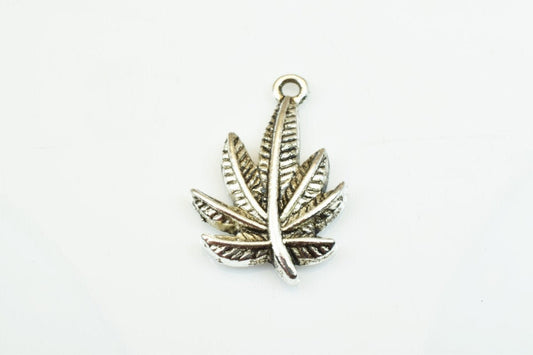 15 PCs Marijuana Leaf Charms Alloy Antique Silver Size 23x15mm Jump Ring Size 2mm For Jewelry Making jewelry making supplies