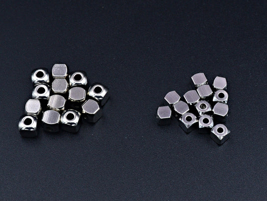 Cube Roundel Plain Spacer Beads - Stainless Steel Metal Beads - Square and Round Shapes, 4mm & 5mm Hole Sizes, Jewelry Crafting