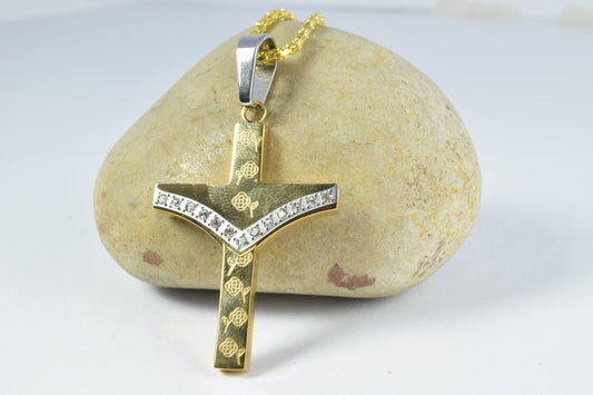 18K Gold Filled Cross Religious Pendant Stainless Steel Size 42x29mm Christian Religious, First Communion Baby Baptism For...