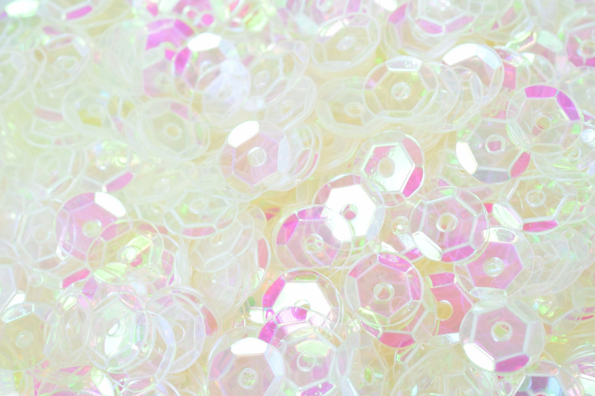 3/4mm Milky Clear Sparkle Cup Glossy Iridescent Sequins Sheen Round Sequins/Loose Paillettes,Wholesale Sequins,Shimmering...