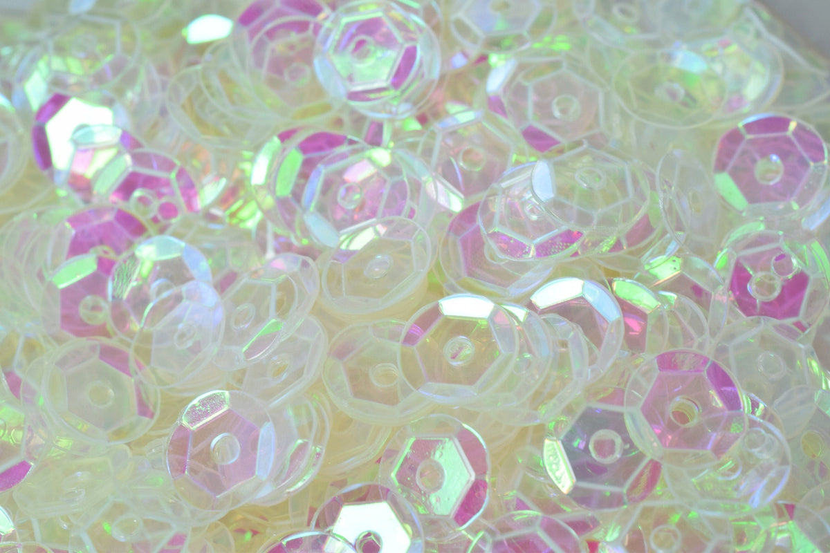 3/4mm Milky Clear Sparkle Cup Glossy Iridescent Sequins Sheen Round Sequins/Loose Paillettes,Wholesale Sequins,Shimmering...