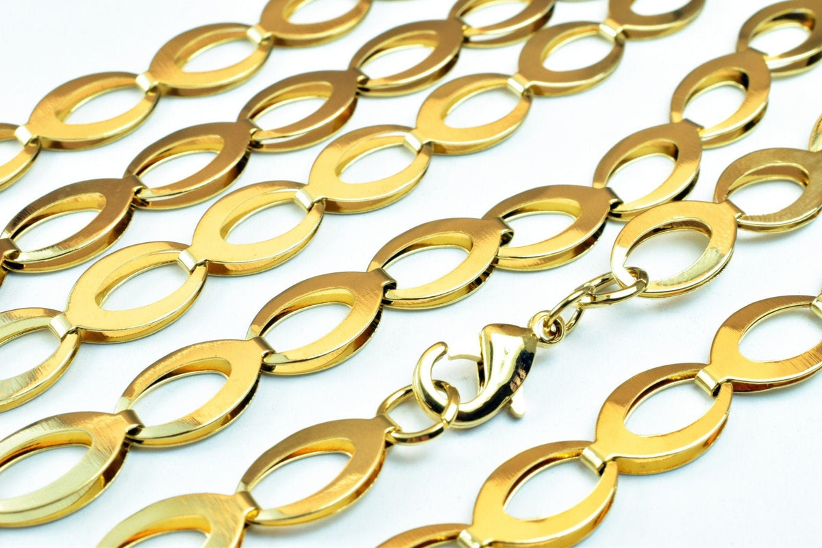 18K Gold Filled Alternative Chain: 18" 9mm Width - Tarnish Resistant, Metal, Jewelry Craft Supply