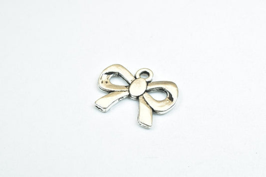 10PCs Bow Tie Charm Antique Silver Alloy Bowknot Gift Christmas Size 15x19mm Thickness 2mm Jump Ring 1.5mm Decorative For...