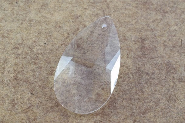 Crystal Chandelier Faceted Teardrop Prisms, Clear AB Iridescent (50x28mm, Glass, Single Hole Hanging Charms)