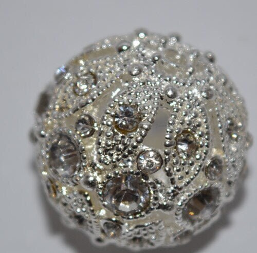 22 mm Silver Plated Rhinestone Decorative Bead jewelry making supplies - detail image 2