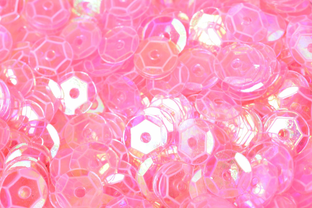 Sheen Round Sequins Baby Pink Cup: Translucent Iridescent Shine, Glossy Surface (3/4/6mm, 2000pcs Bulk, Sewing & Embellishment)
