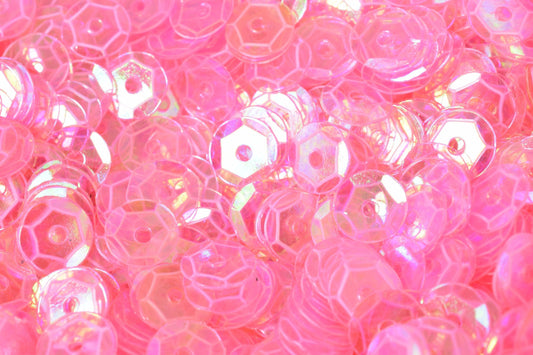 Sheen Round Sequins Baby Pink Cup: Translucent Iridescent Shine, Glossy Surface (3/4/6mm, 2000pcs Bulk, Sewing & Embellishment)