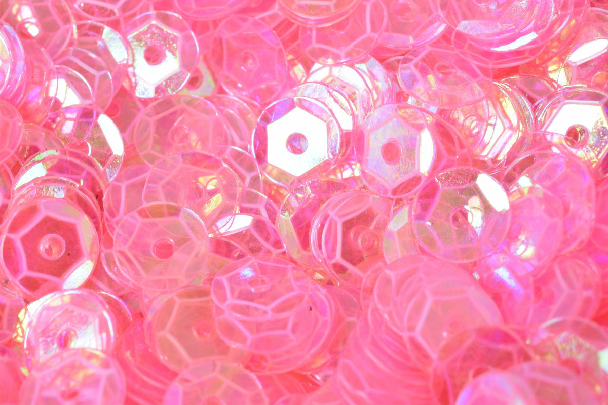 Sheen Round Sequins Baby Pink Cup: Translucent Iridescent Shine, Glossy Surface (3/4/6mm, 2000pcs Bulk, Sewing & Embellishment)
