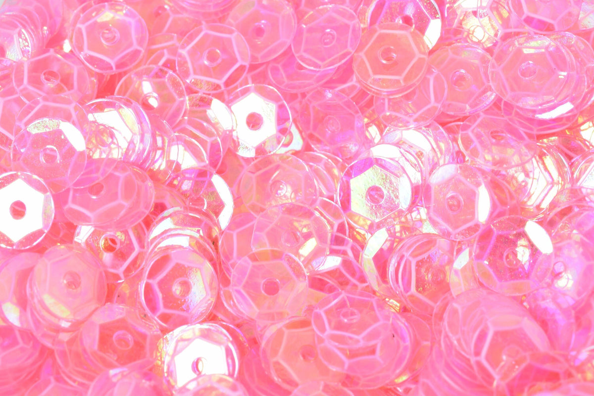 Sheen Round Sequins Baby Pink Cup: Translucent Iridescent Shine, Glossy Surface (3/4/6mm, 2000pcs Bulk, Sewing & Embellishment)