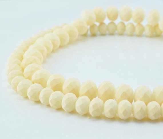 2 Strands Matte Glass Beads Donut Rondelle Faceted for Jewelry Decoration Chandelier 4x6mm, 6x8mm. 2 Sizes Group 60 PCs ea...